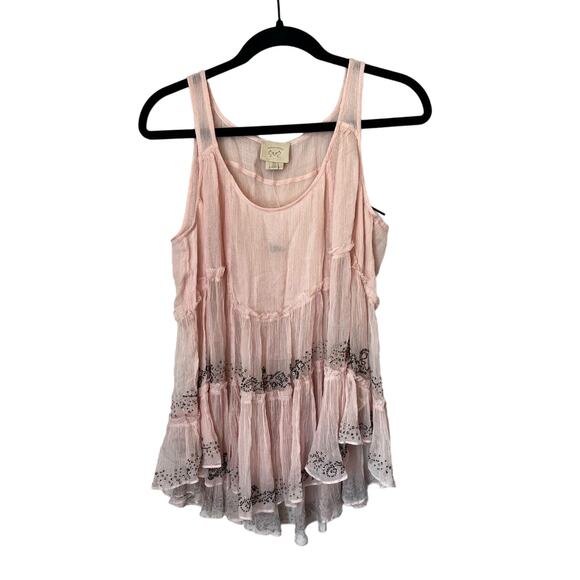 NWT Anthropologie Casmilla Beaded Cami By Vanessa Virginia in Soft Pink sz. 0P - Picture 4 of 8